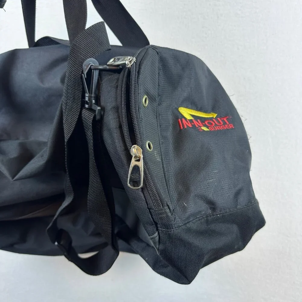In-N-Out Burger Black Gym Duffel Bag W/ Multiple Zippered Pockets & Adjustable S